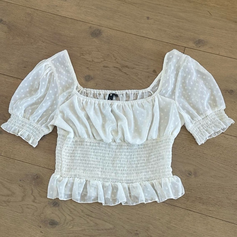 Polka dot sheer crop top